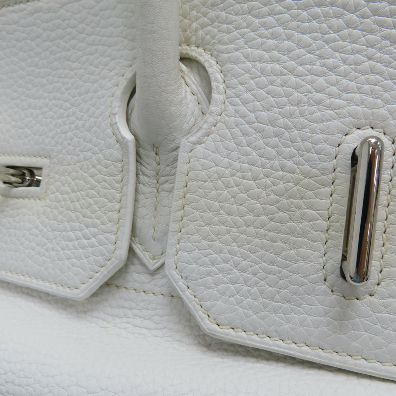 白色 皮革 JPG Shoulder Birkin 42 柏金包 手提包 口J刻 銀扣-17