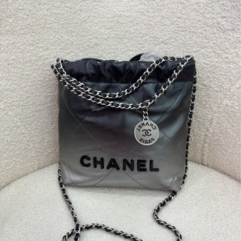 香奈兒/Chanel 22bag 迷你手袋 24C黑銀漸變款 比黑色更好看 芯片 閒置copy 單-1