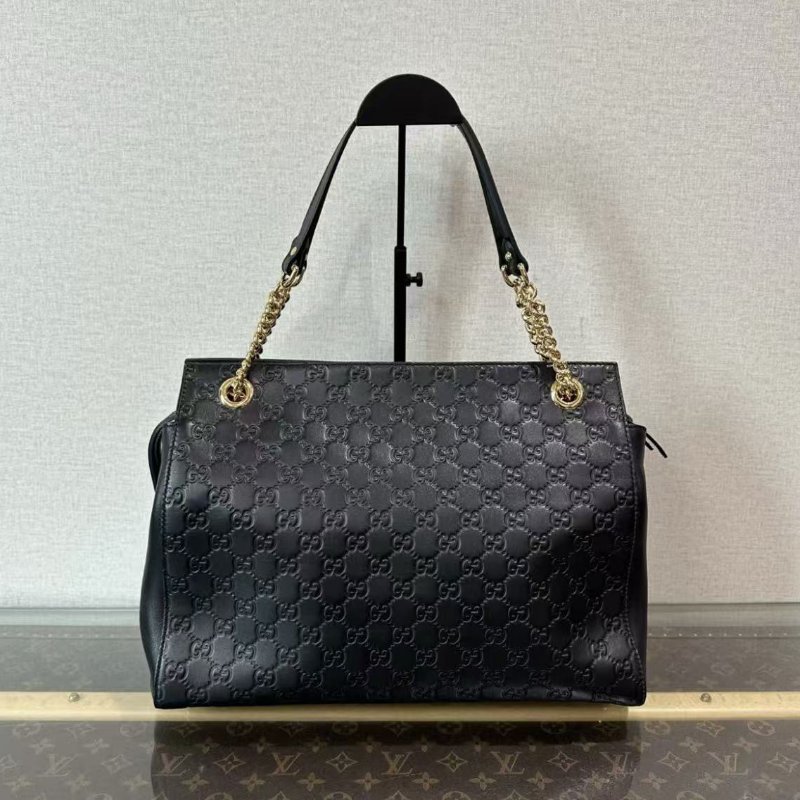 ✨Gucci 黑金老花滿logo手提肩背購物包 35.5*27*14 98新 配件塵袋-5