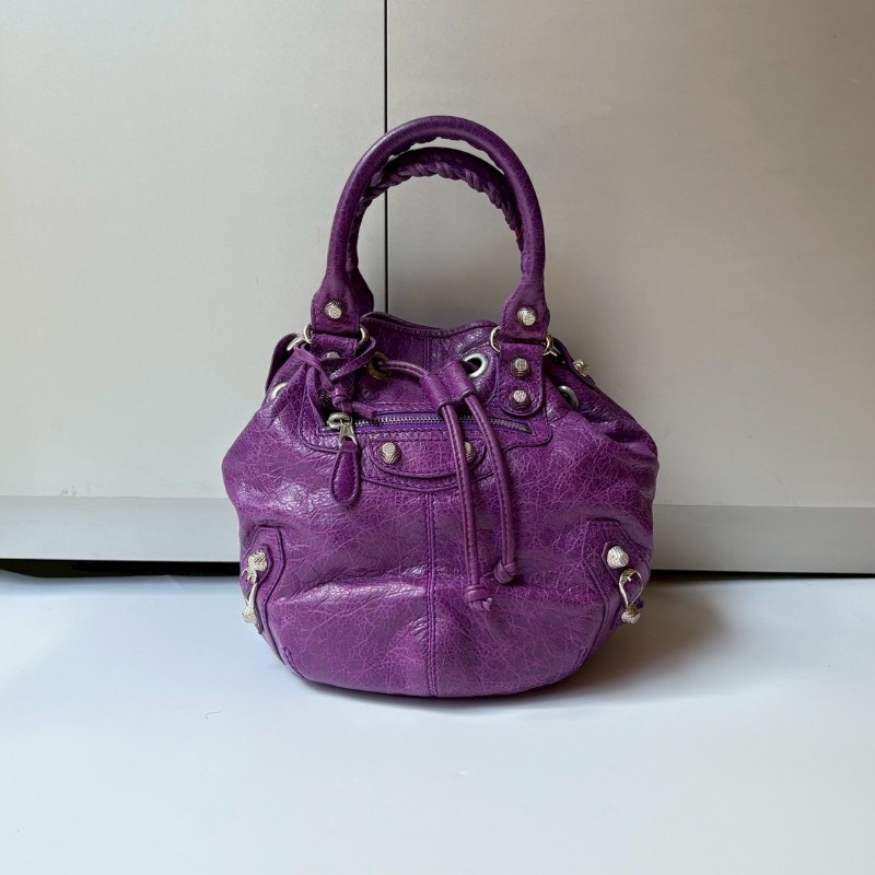 Balenciaga 銀釦紫皮胖胖包 ponpon-0