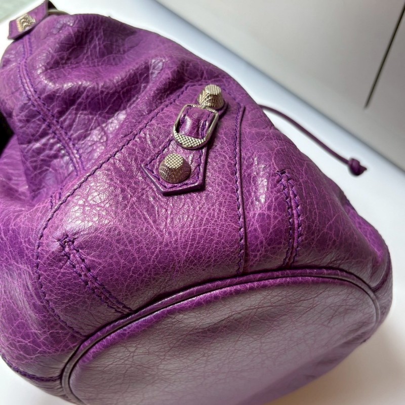 Balenciaga 銀釦紫皮胖胖包 ponpon-5