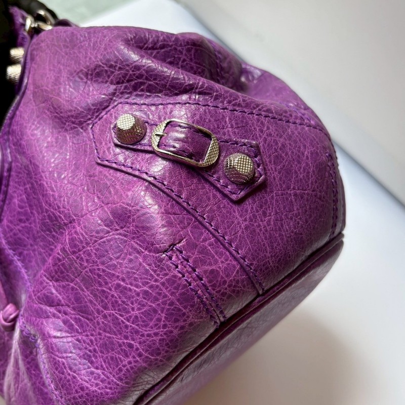 Balenciaga 銀釦紫皮胖胖包 ponpon-6