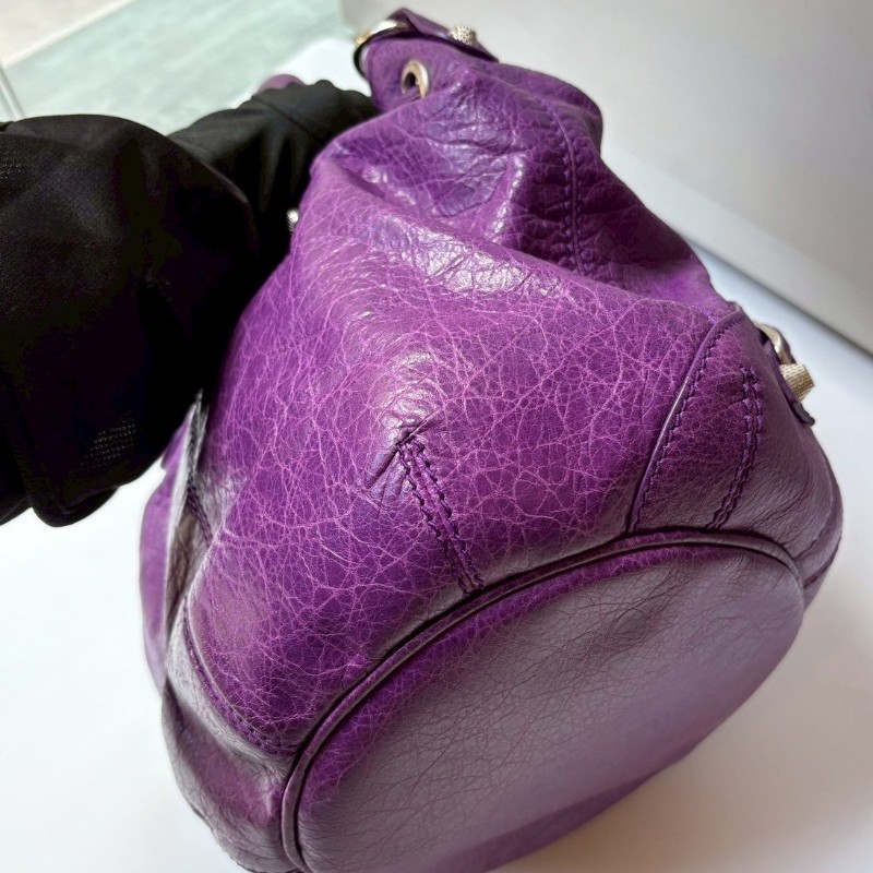 Balenciaga 銀釦紫皮胖胖包 ponpon-7