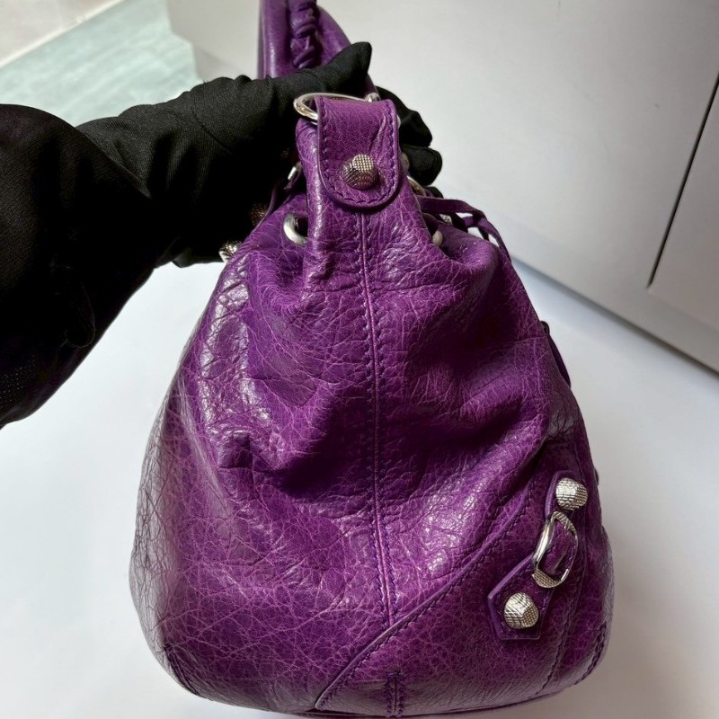 Balenciaga 銀釦紫皮胖胖包 ponpon-8
