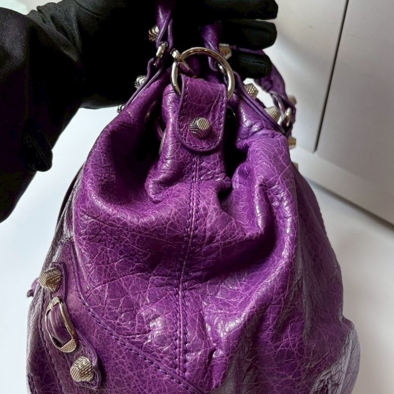 Balenciaga 銀釦紫皮胖胖包 ponpon-9