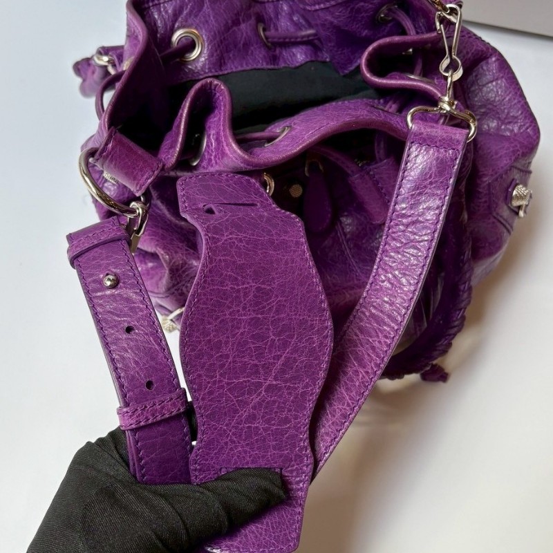 Balenciaga 銀釦紫皮胖胖包 ponpon-12