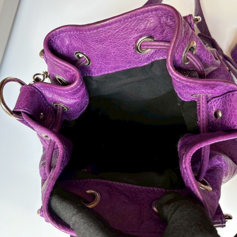 Balenciaga 銀釦紫皮胖胖包 ponpon-14