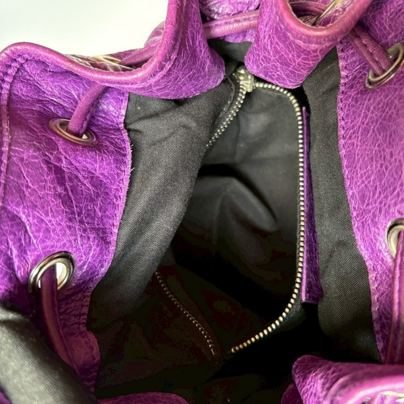 Balenciaga 銀釦紫皮胖胖包 ponpon-15