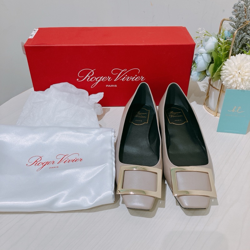 TK1717 ROGER VIVIER經典金屬方扣平底鞋 TROMPETTE METAL BUCKLE BALLERINAS IN LEATHER FLATS-10