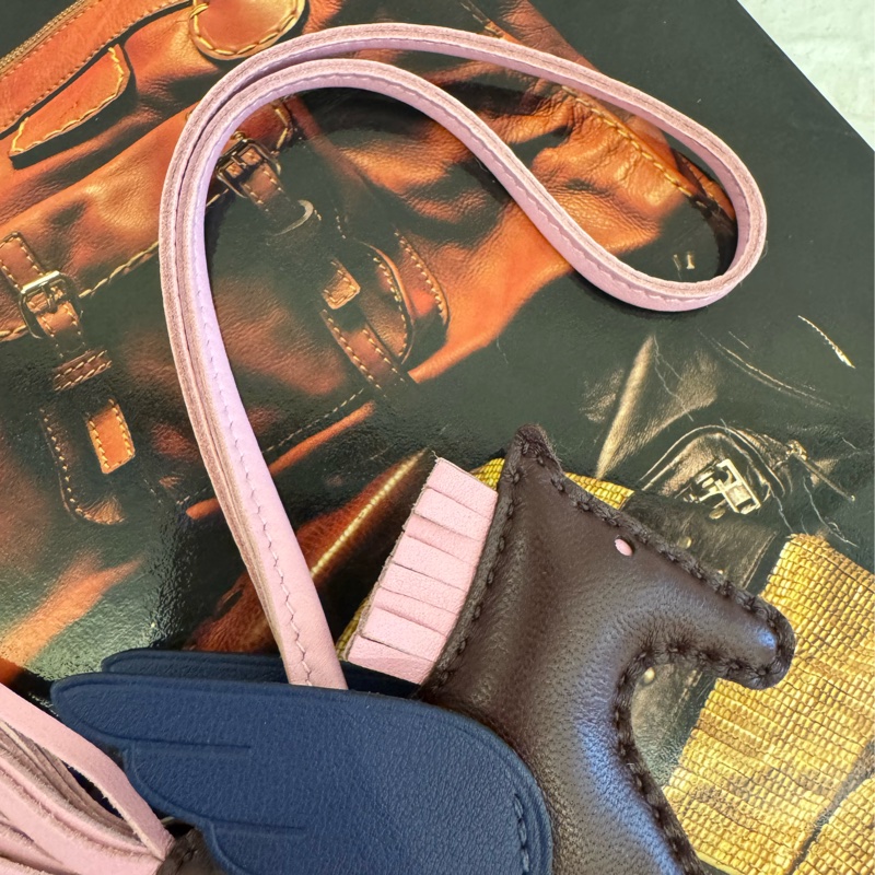 Hermes咖/粉小飛馬吊飾-3