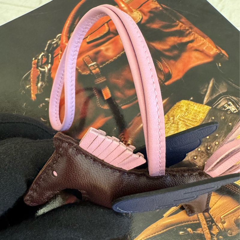 Hermes咖/粉小飛馬吊飾-7