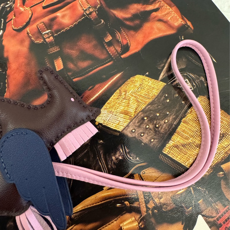 Hermes咖/粉小飛馬吊飾-9