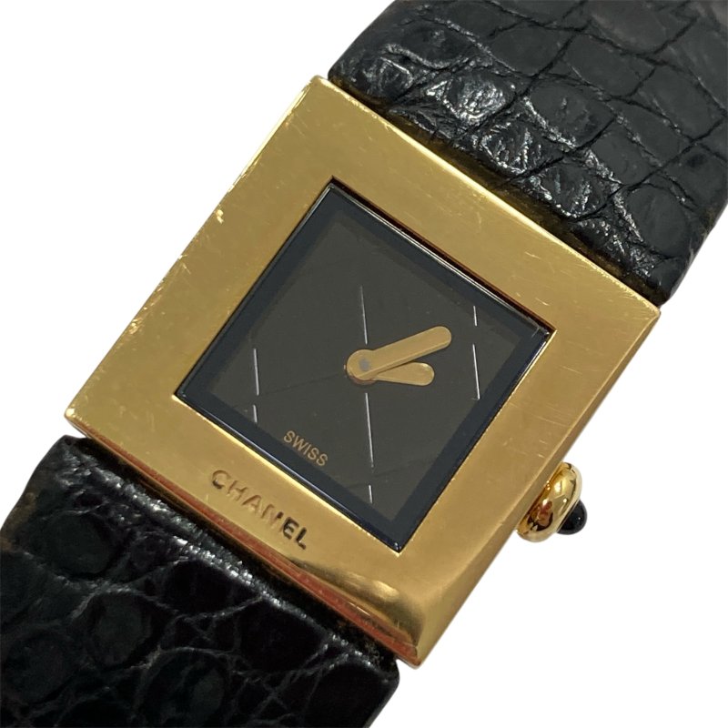 CHANEL 香奈兒 H0109 Matelasse AU750 18K 黃金 石英錶 黑金色-0