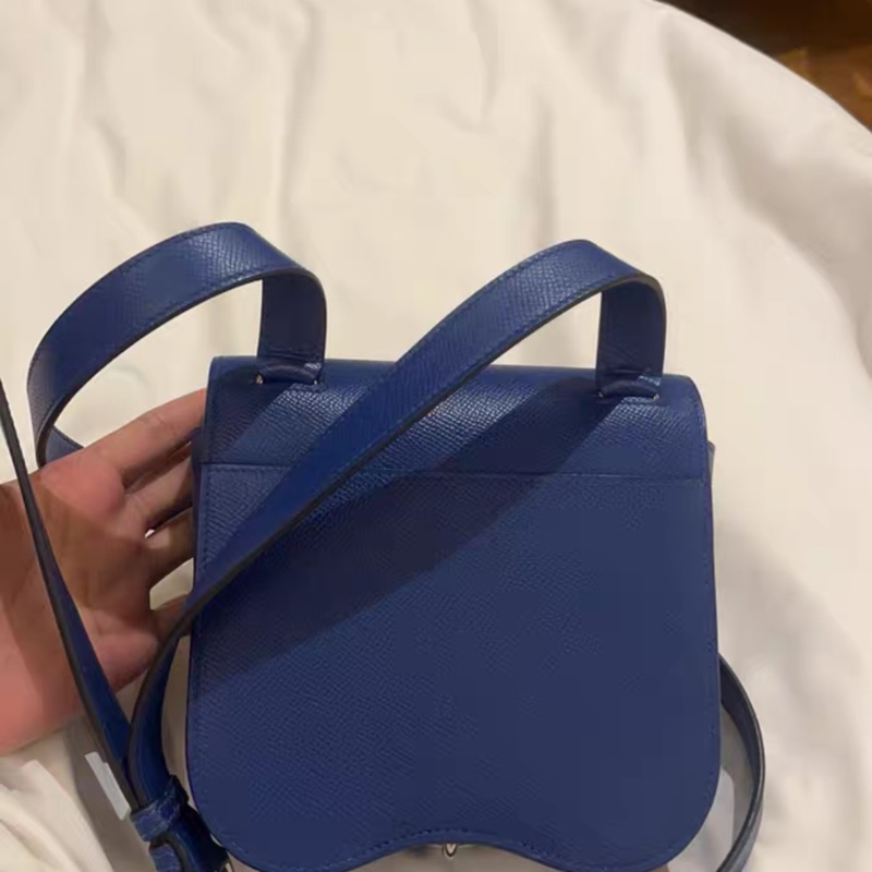 愛馬仕Della屁股包,寶藍色Epsom皮,銀扣,尺寸小巧精緻。-7