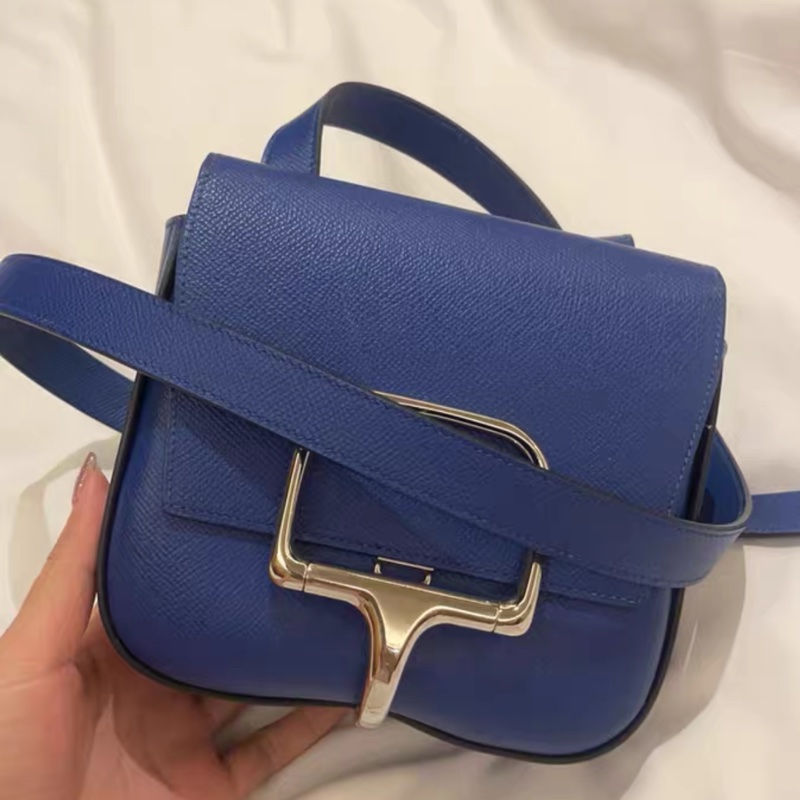 愛馬仕Della屁股包,寶藍色Epsom皮,銀扣,尺寸小巧精緻。-8