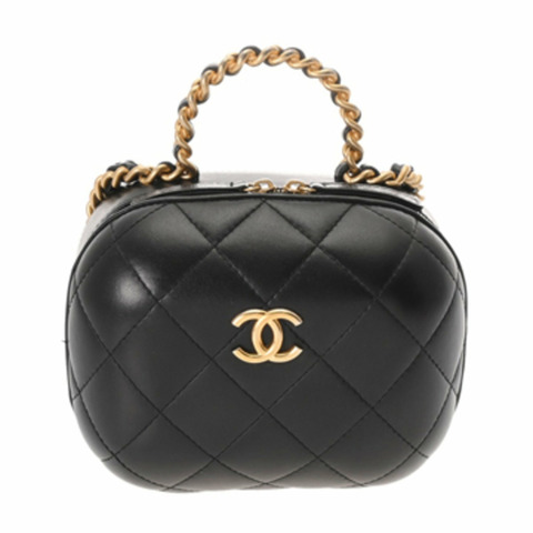 CHANEL 香奈兒 Matelasse 小號 Vanity 黑色 AP2198 女款小羊皮單肩包 A