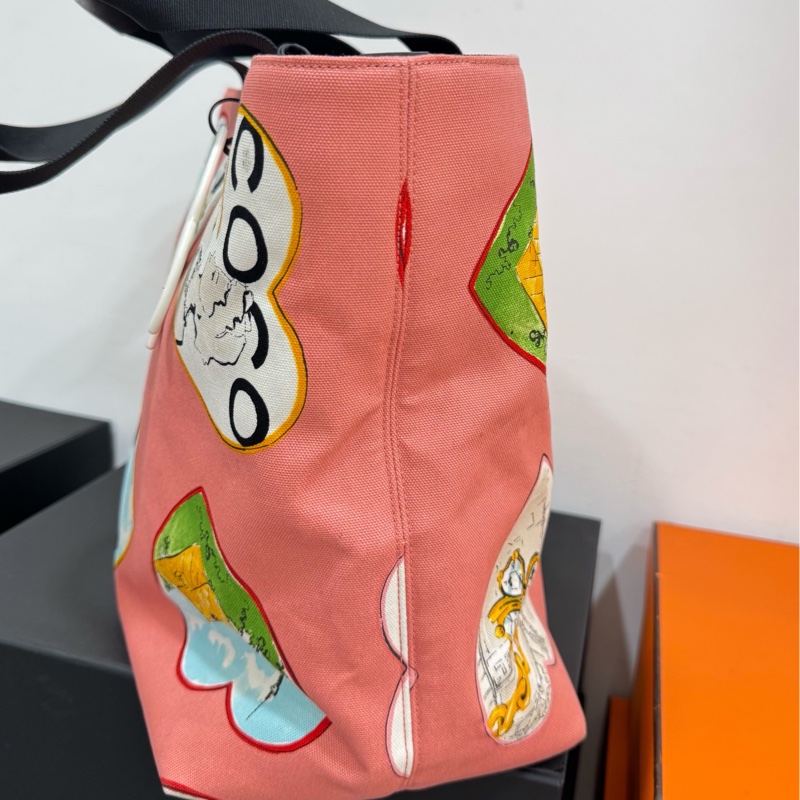 Chanel 香奈兒 粉色愛心 coco 情人節限定 粉色 帆布 托特包 購物包 肩背包 側背包 購物袋-8