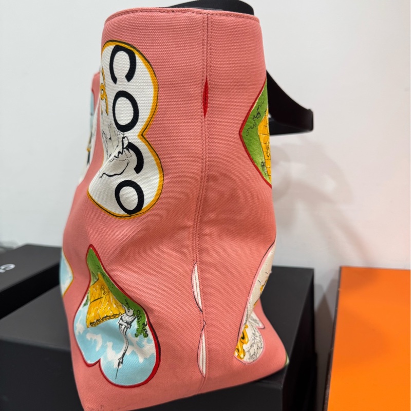 Chanel 香奈兒 粉色愛心 coco 情人節限定 粉色 帆布 托特包 購物包 肩背包 側背包 購物袋-9