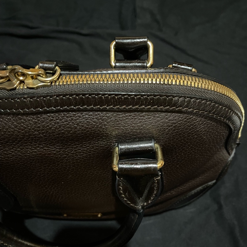 Burberry 金釦深棕色手提側背包-26