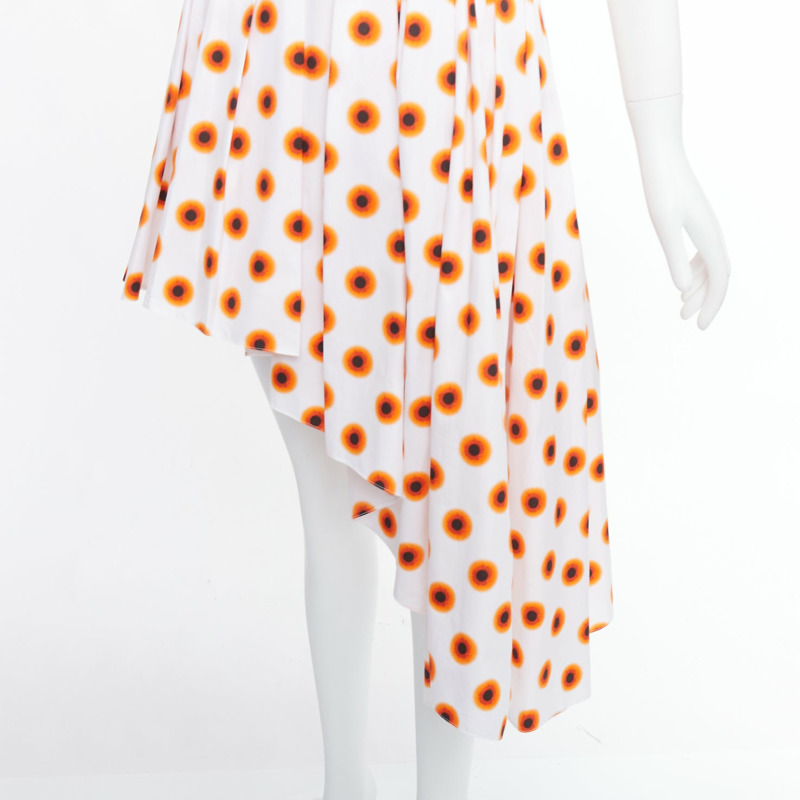 ALEXANDER MCQUEEN 2022 Iris orange paint polka dot asymmetric dress IT38 XS-6