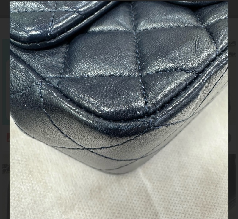 Chanel買到賺到熱門款質感羊皮方胖深藍色近黑香檳色五金-22