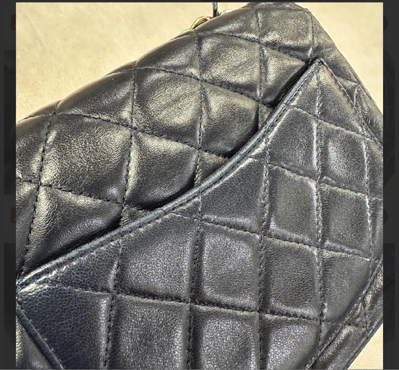 Chanel買到賺到熱門款質感羊皮方胖深藍色近黑香檳色五金-24