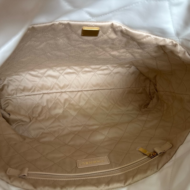 Chanel 香奈兒 22 中號 白黑字金鏈 肩背包/垃圾袋-6