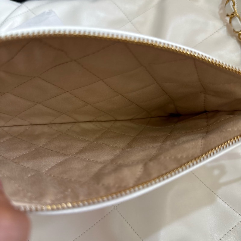 Chanel 香奈兒 22 中號 白黑字金鏈 肩背包/垃圾袋-13