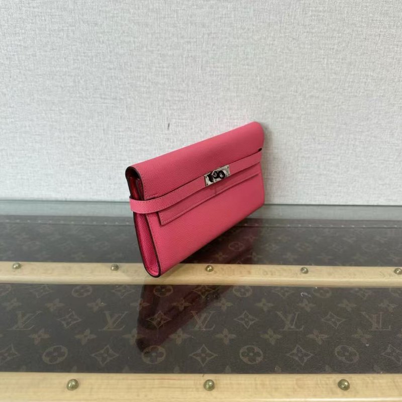 ✨Hermès 唇膏粉銀扣Kelly長款錢包 20*11*2 98新 配件塵袋-2