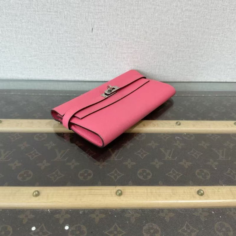 ✨Hermès 唇膏粉銀扣Kelly長款錢包 20*11*2 98新 配件塵袋-3