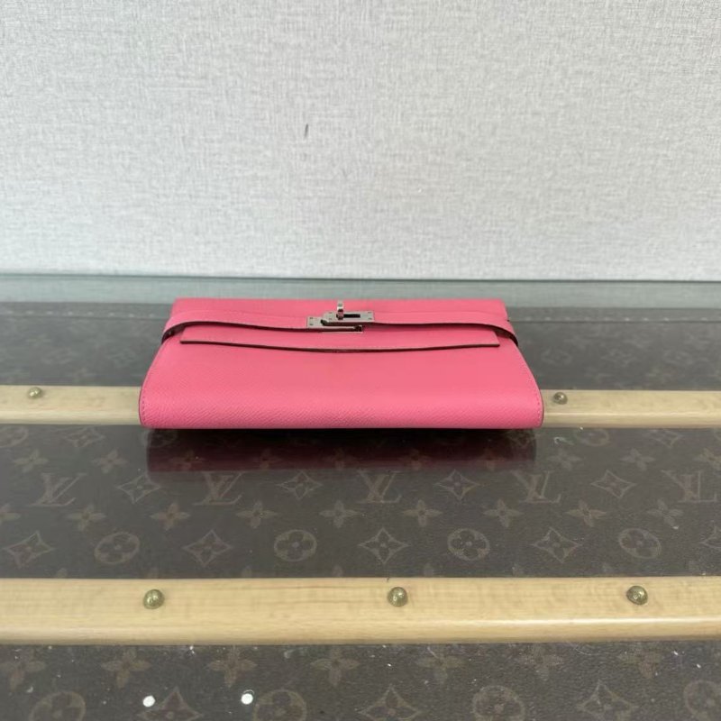 ✨Hermès 唇膏粉銀扣Kelly長款錢包 20*11*2 98新 配件塵袋-4
