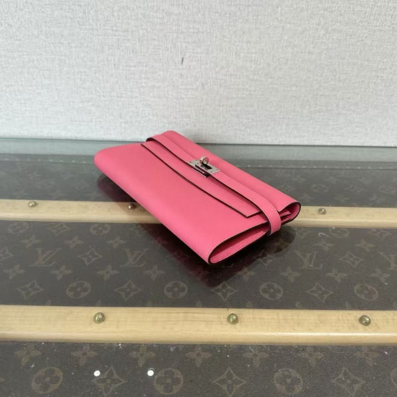✨Hermès 唇膏粉銀扣Kelly長款錢包 20*11*2 98新 配件塵袋-5