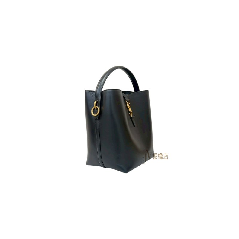 YSL 黑色牛皮金釦le 37水桶包-2