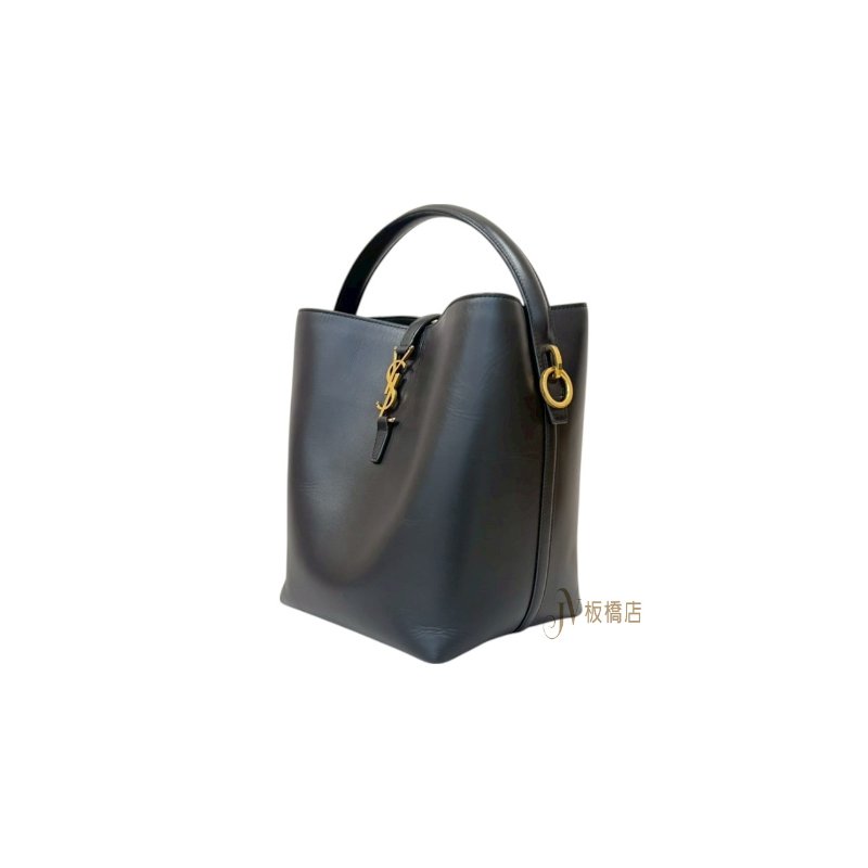 YSL 黑色牛皮金釦le 37水桶包-3