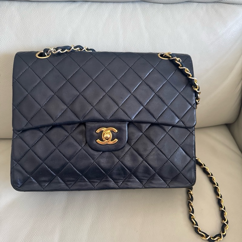 香奈兒老香含24k logo 經典黑色包-0