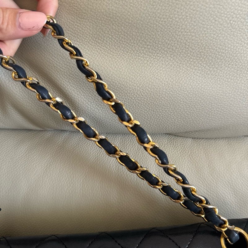 香奈兒老香含24k logo 經典黑色包-5