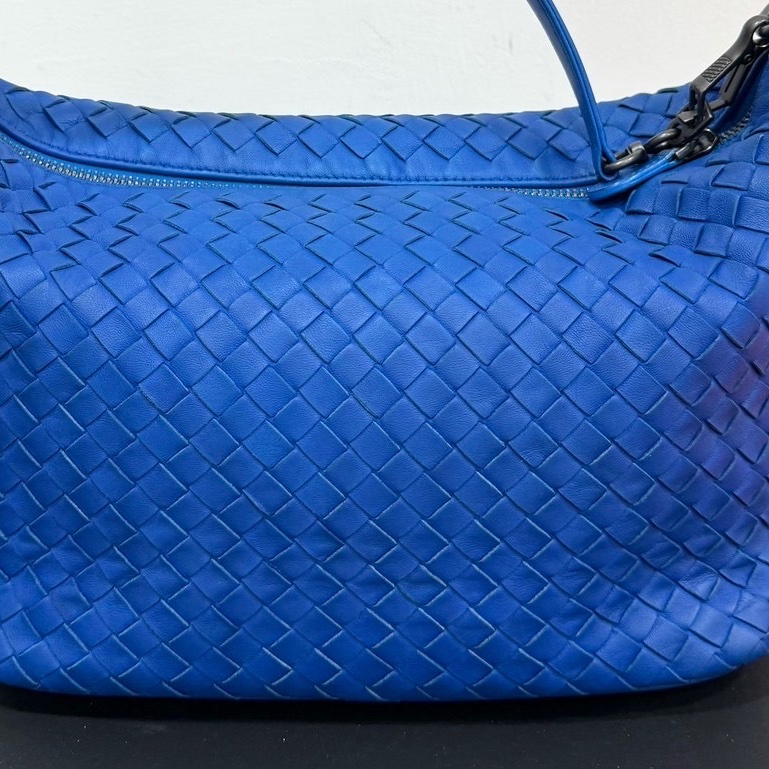 BOTTEGA VENETA BV 葆蝶家 克萊茵藍 全皮 編織 便當包 飯盒包 手提包 肩背包 側背包 腋下包-29