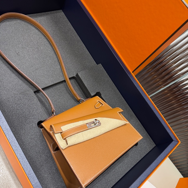 HERMÈS Kelly Desordre W金棕銀釦-0