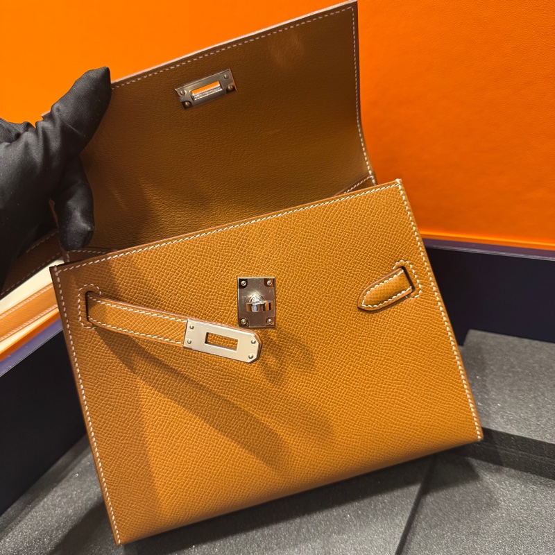 HERMÈS Kelly Desordre W金棕銀釦-8