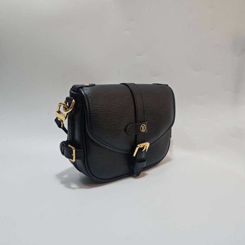 LV 黑Epi SaumarBB金釦下蓋手提斜背包M23469-1