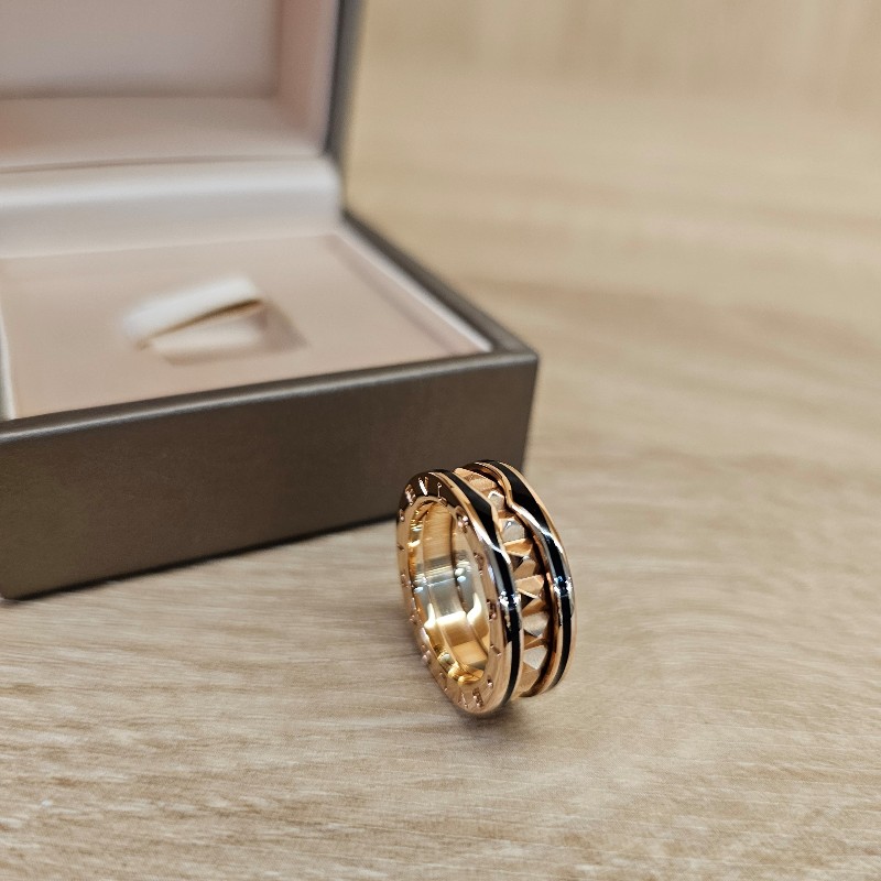 Bvlgari 18K Bzero.1黑陶瓷邊戒指(戒圍50)-5