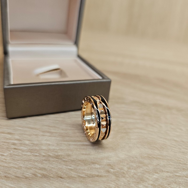Bvlgari 18K Bzero.1黑陶瓷邊戒指(戒圍50)-7