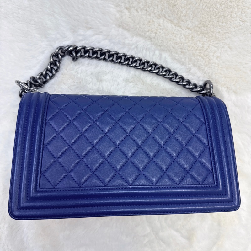 CHANEL BOY 25 海軍藍銀扣 XB496-1