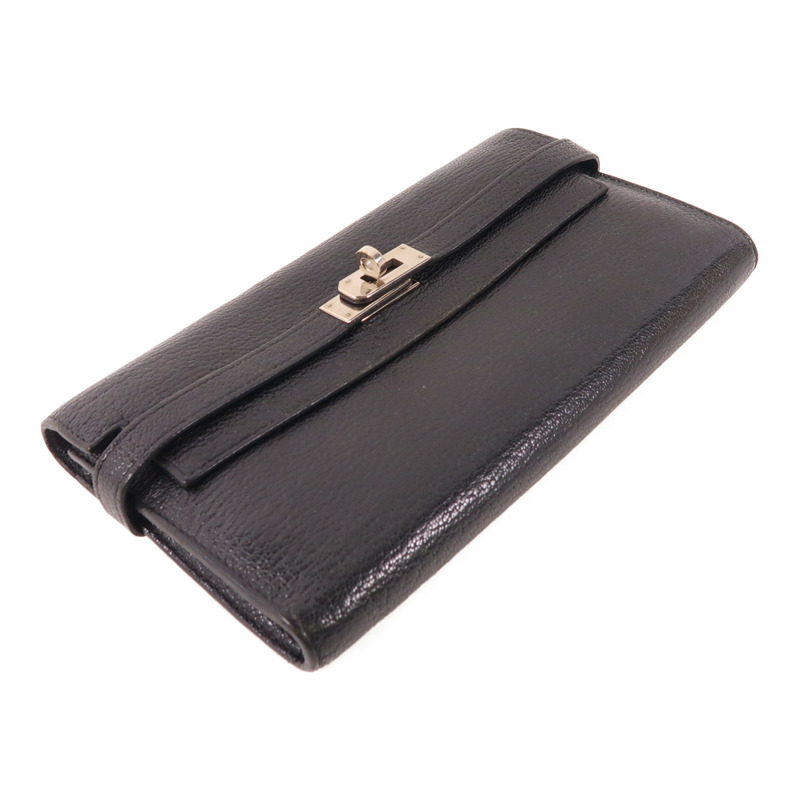 HERMES Chevre皮革Kelly Wallet銀扣長錢包-2