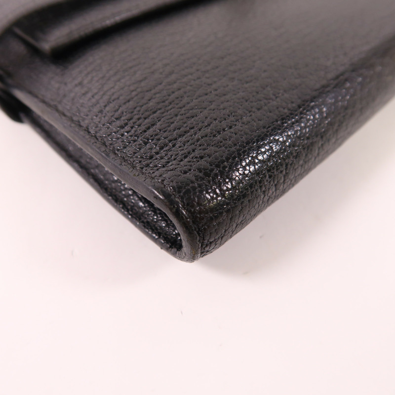 HERMES Chevre皮革Kelly Wallet銀扣長錢包-9