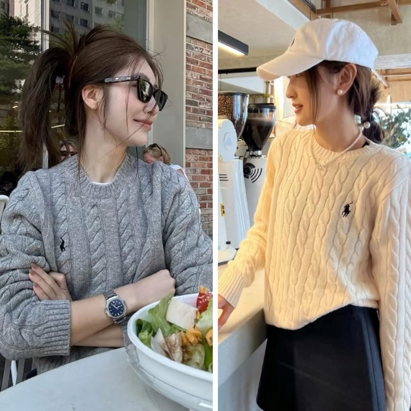 現貨 Polo Ralph Lauren 女款 經典 小馬 圓領 麻花 針織 上衣 毛衣-4
