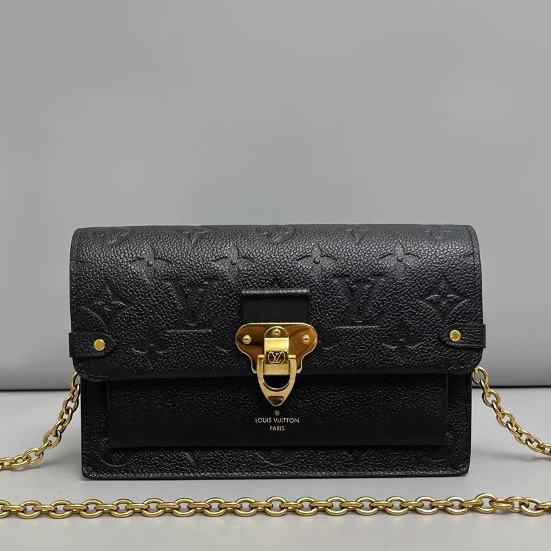 Louis Vuitton Vavin Woc黑色老花壓紋牛皮鏈條包 芯片款-0