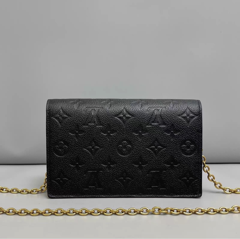 Louis Vuitton Vavin Woc黑色老花壓紋牛皮鏈條包 芯片款-1