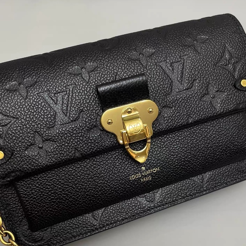 Louis Vuitton Vavin Woc黑色老花壓紋牛皮鏈條包 芯片款-2