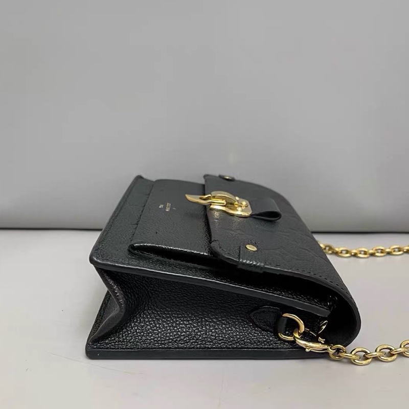 Louis Vuitton Vavin Woc黑色老花壓紋牛皮鏈條包 芯片款-4